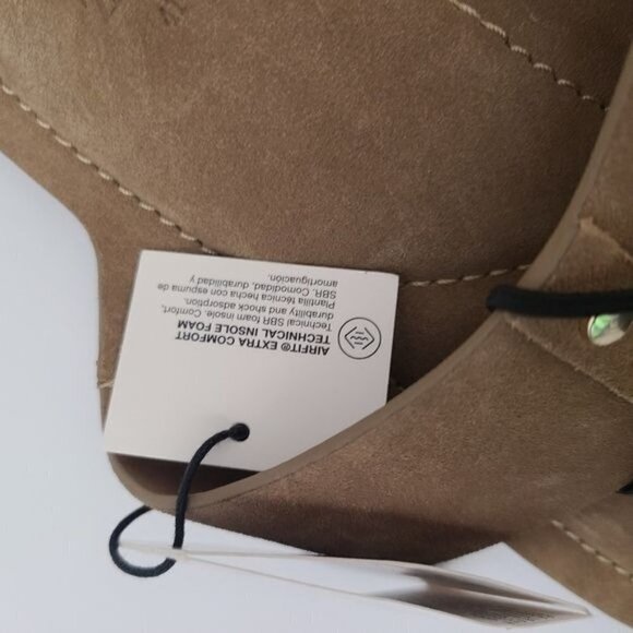 ZARA FLAT SPLIT SUEDE SLIDER SANDALS WITH STUDS Beige SIZE 10 | 1631/110/102 - Picture 7 of 9